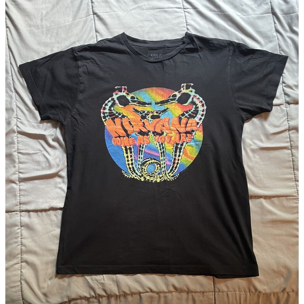 Nirvana Come As You Are Tultex Psychedelic Black T Shirt – Size M
